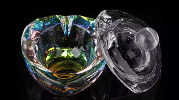 Glass Dappen Dish Heart Cup w/lid