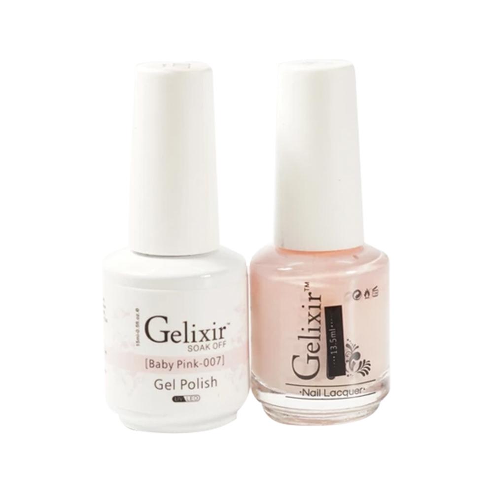 Gelixir 007 Baby Pink - Gelixir Gel Polish & Matching Nail Lacquer Duo Set - 0.5oz