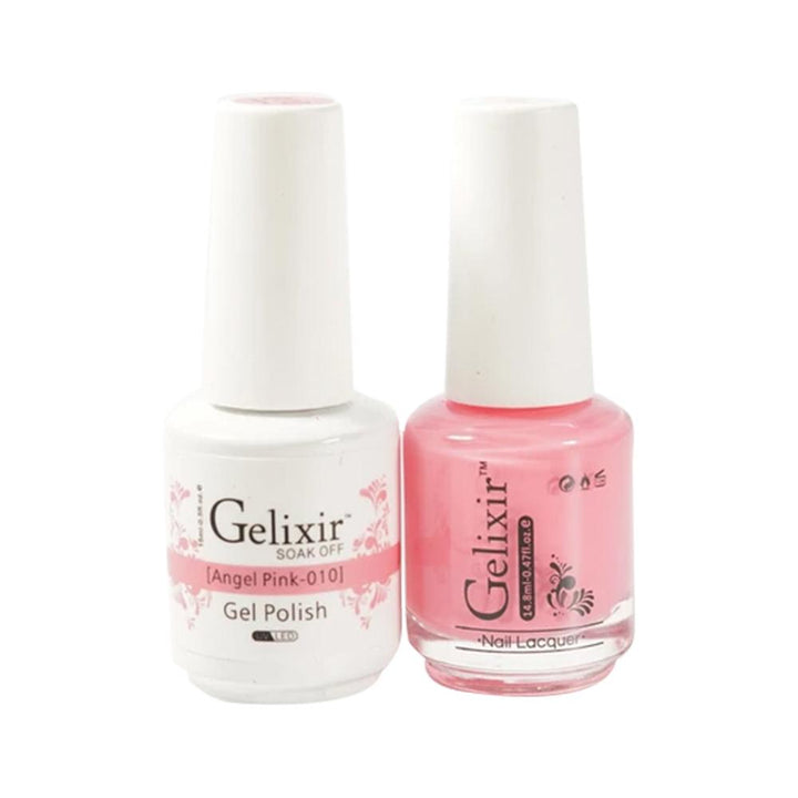 Gelixir 010 Angel Pink - Gelixir Gel Polish & Matching Nail Lacquer Duo Set - 0.5oz