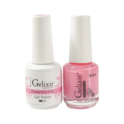 Gelixir 018 Candy Pink - Gelixir Gel Polish & Matching Nail Lacquer Duo Set - 0.5oz