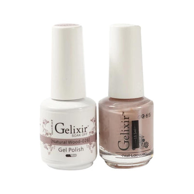 Gelixir 026 Natural Wood - Gelixir Gel Polish & Matching Nail Lacquer Duo Set - 0.5oz