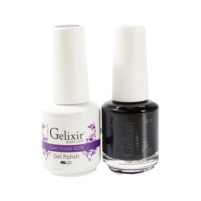 Gelixir 029 Dark Violet - Gelixir Gel Polish & Matching Nail Lacquer Duo Set - 0.5oz