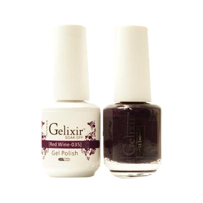 Gelixir 035 Red Wine - Gelixir Gel Polish & Matching Nail Lacquer Duo Set - 0.5oz