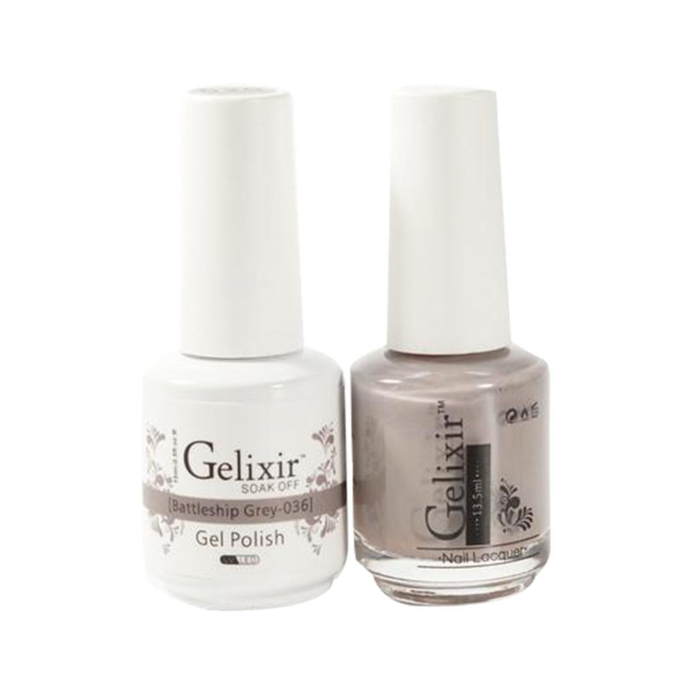 Gelixir 036 Battleship Grey - Gelixir Gel Polish & Matching Nail Lacquer Duo Set - 0.5oz