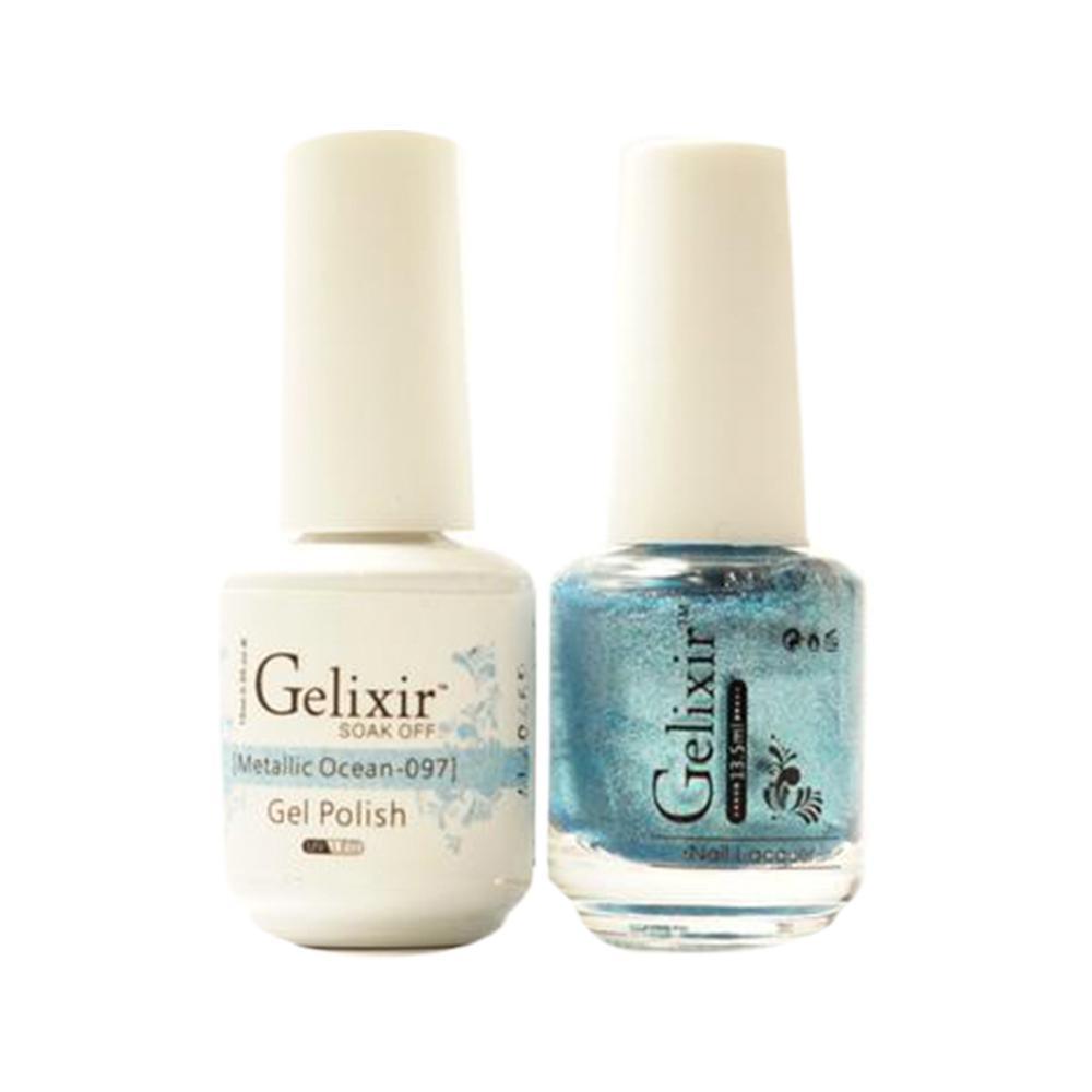 Gelixir 097 Metallic Ocean - Gelixir Gel Polish & Matching Nail Lacquer Duo Set - 0.5oz