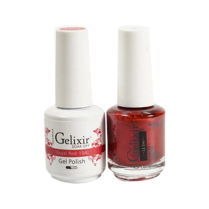 Gelixir 104 Royal Red - Gelixir Gel Polish & Matching Nail Lacquer Duo Set - 0.5oz