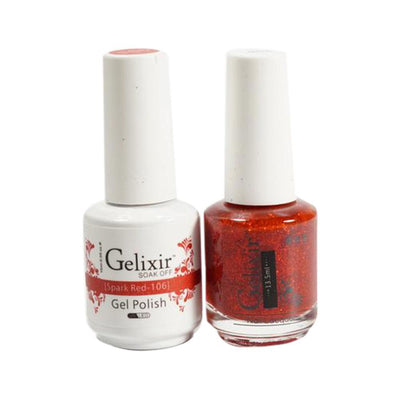 Gelixir 106 Spark Red - Gelixir Gel Polish & Matching Nail Lacquer Duo Set - 0.5oz