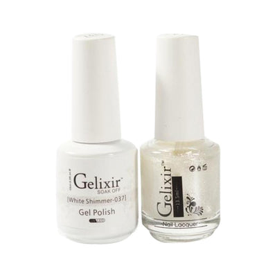 Gelixir 037 White Shimmer - Gelixir Gel Polish & Matching Nail Lacquer Duo Set - 0.5oz