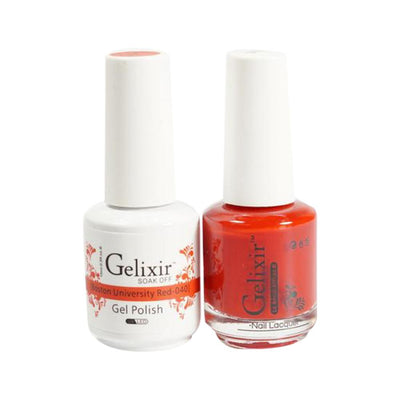 Gelixir 040 Boston University Red - Gelixir Gel Polish & Matching Nail Lacquer Duo Set - 0.5oz