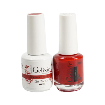 Gelixir 042 Cadmium Red - Gelixir Gel Polish & Matching Nail Lacquer Duo Set - 0.5oz