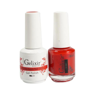 Gelixir 043 Candy Apple Red - Gelixir Gel Polish & Matching Nail Lacquer Duo Set - 0.5oz