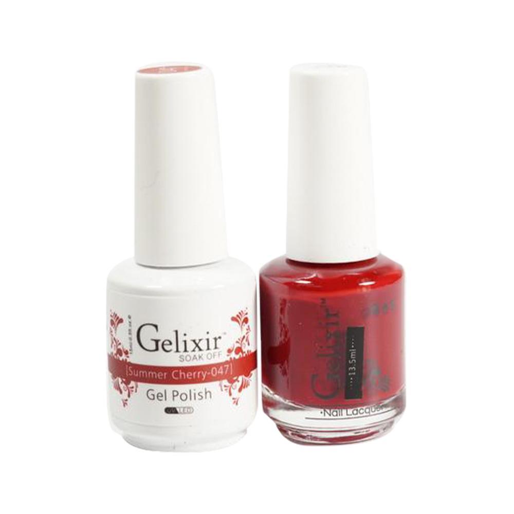 Gelixir 047 Summer Cherry - Gelixir Gel Polish & Matching Nail Lacquer Duo Set - 0.5oz