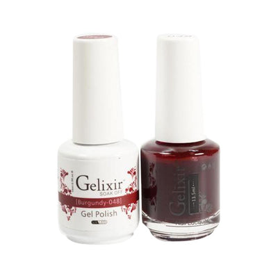 Gelixir 048 Burgundy - Gelixir Gel Polish & Matching Nail Lacquer Duo Set - 0.5oz