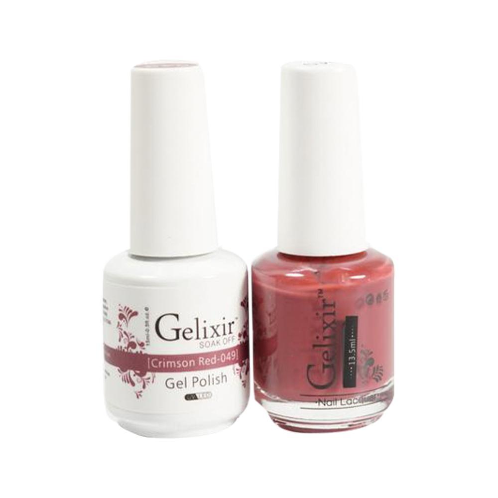 Gelixir 049 Crimson Red - Gelixir Gel Polish & Matching Nail Lacquer Duo Set - 0.5oz