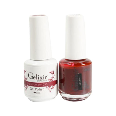 Gelixir 050 Burnt Umber - Gelixir Gel Polish & Matching Nail Lacquer Duo Set - 0.5oz