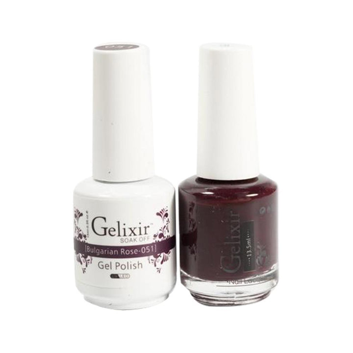 Gelixir 051 Bulgarian Rose - Gelixir Gel Polish & Matching Nail Lacquer Duo Set - 0.5oz