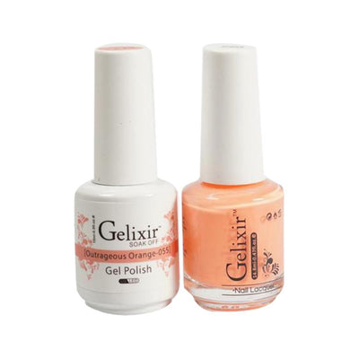 Gelixir 055 Outrageous Orange - Gelixir Gel Polish & Matching Nail Lacquer Duo Set - 0.5oz