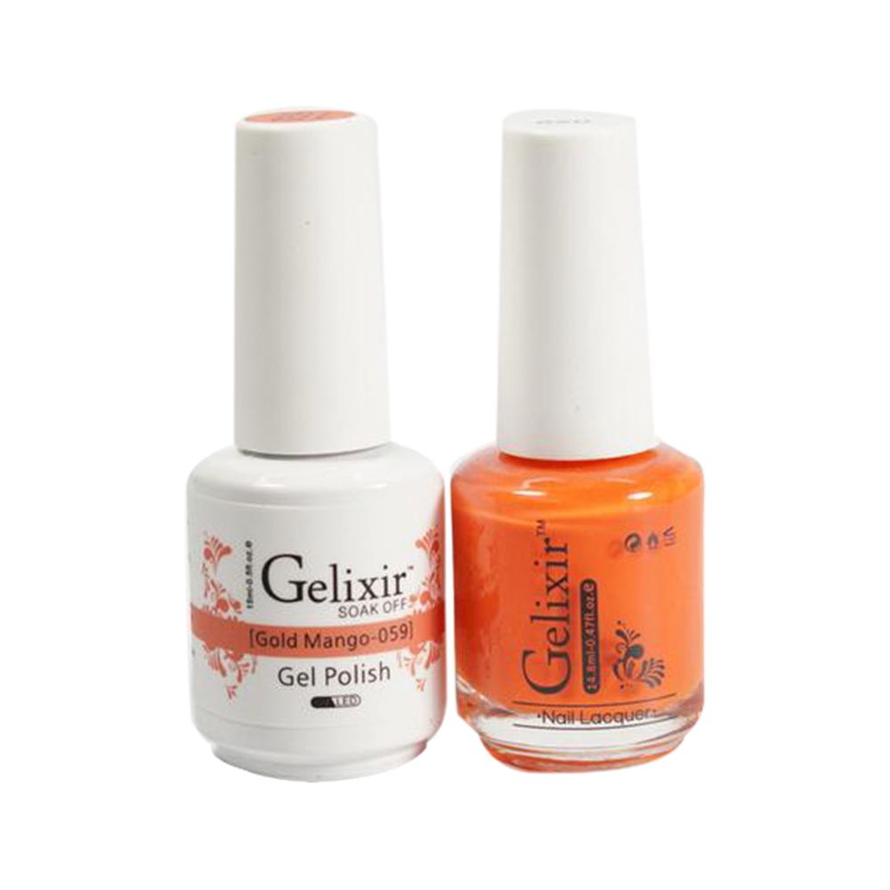 Gelixir 059 Gold Mango - Gelixir Gel Polish & Matching Nail Lacquer Duo Set - 0.5oz