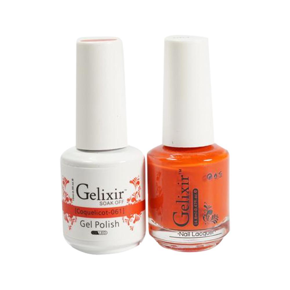 Gelixir 061 Coquelicot - Gelixir Gel Polish & Matching Nail Lacquer Duo Set - 0.5oz