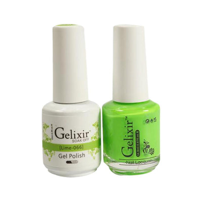 Gelixir 066 Lime - Gelixir Gel Polish & Matching Nail Lacquer Duo Set - 0.5oz