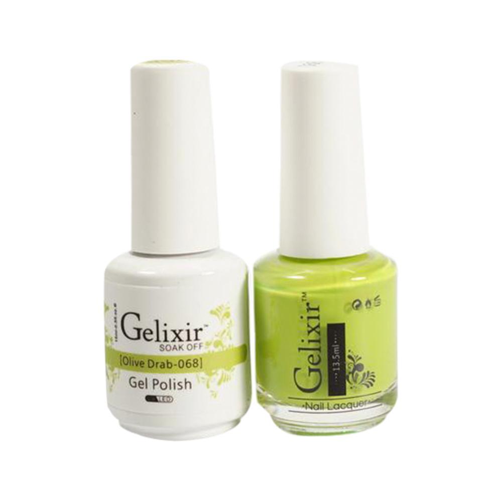 Gelixir 068 Olive Drab - Gelixir Gel Polish & Matching Nail Lacquer Duo Set - 0.5oz