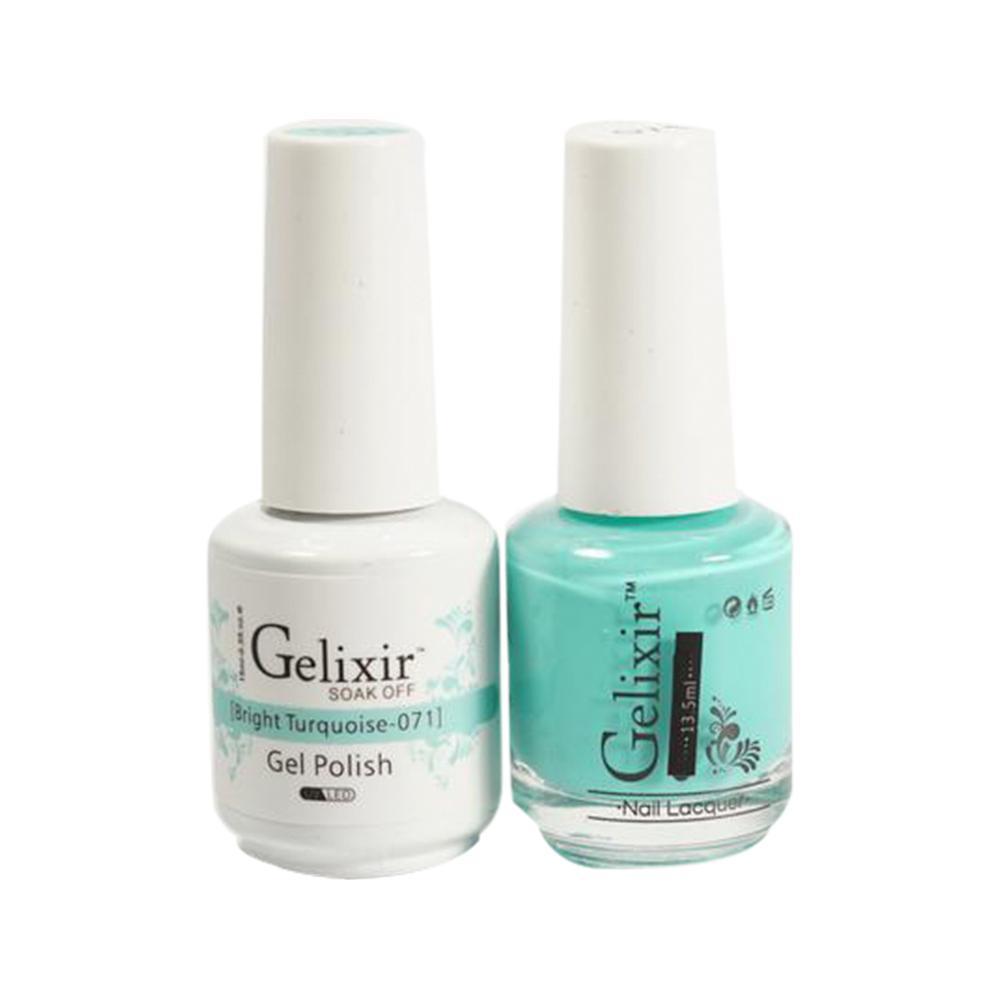 Gelixir 071 Bright Turquoise - Gelixir Gel Polish & Matching Nail Lacquer Duo Set - 0.5oz