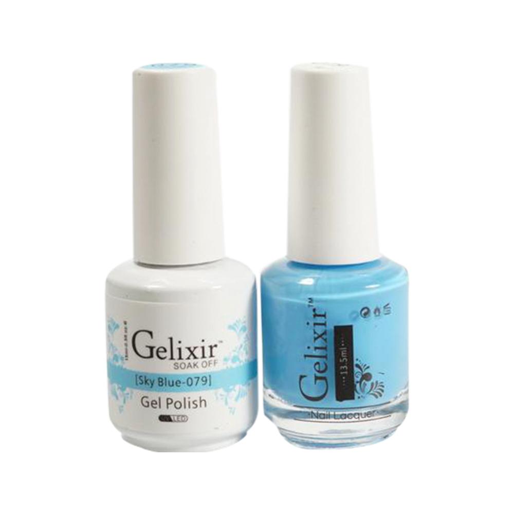 Gelixir 079 Sky Blue - Gelixir Gel Polish & Matching Nail Lacquer Duo Set - 0.5oz