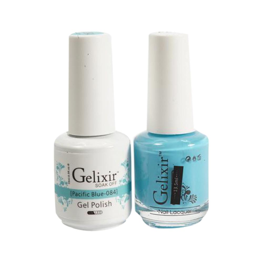 Gelixir 084 Pacific Blue - Gelixir Gel Polish & Matching Nail Lacquer Duo Set - 0.5oz