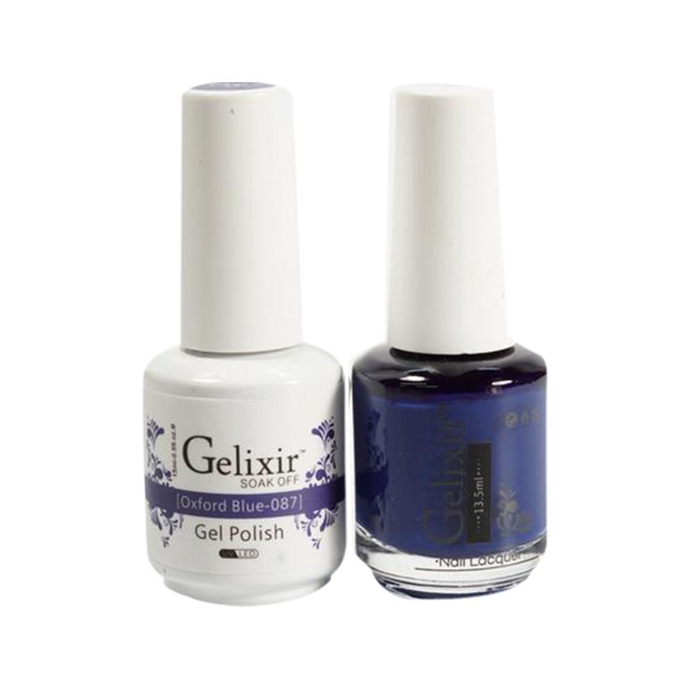 Gelixir 087 Oxford Blue - Gelixir Gel Polish & Matching Nail Lacquer Duo Set - 0.5oz