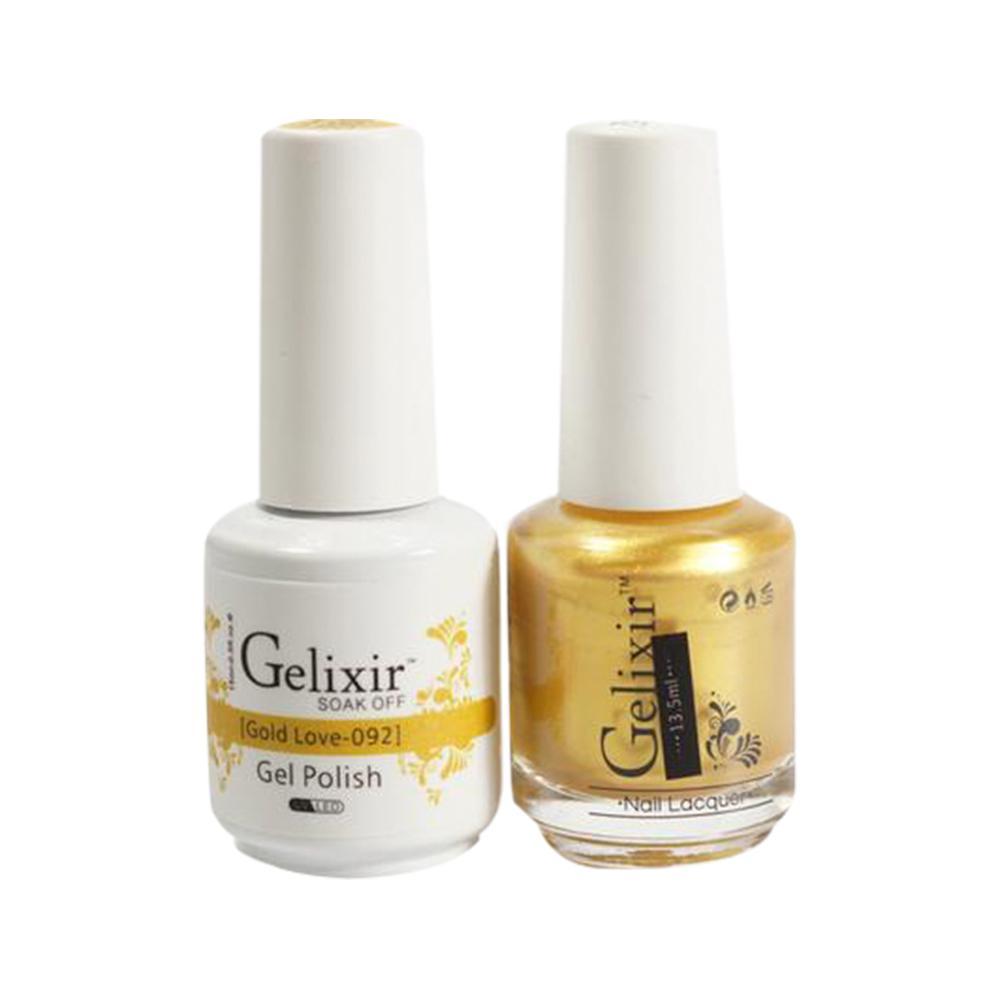 Gelixir 092 Gold Love - Gelixir Gel Polish & Matching Nail Lacquer Duo Set - 0.5oz