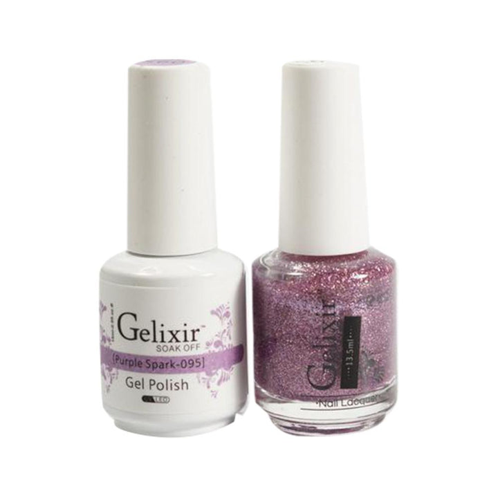 Gelixir 095 Purple Spark - Gelixir Gel Polish & Matching Nail Lacquer Duo Set - 0.5oz