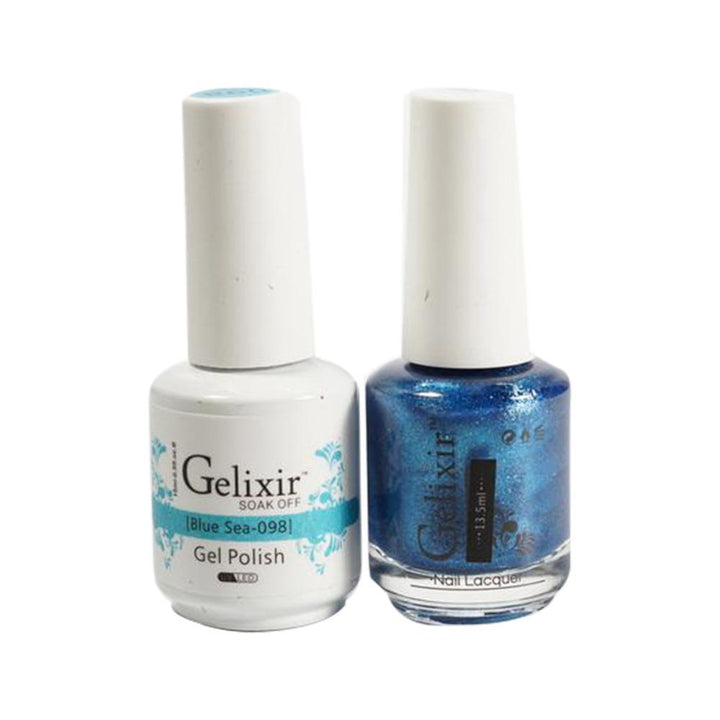 Gelixir 098 Blue Sea - Gelixir Gel Polish & Matching Nail Lacquer Duo Set - 0.5oz