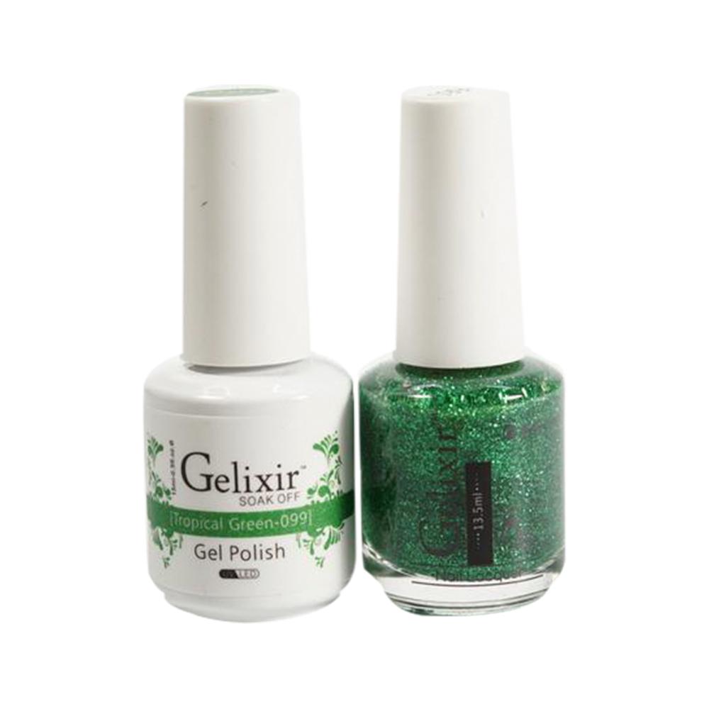 Gelixir 099 Tropical Green - Gelixir Gel Polish & Matching Nail Lacquer Duo Set - 0.5oz