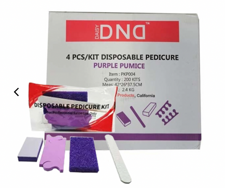 DND Disposable Pedicure Kit 4 (Purple Pumice/Toe Sep) 200/Box