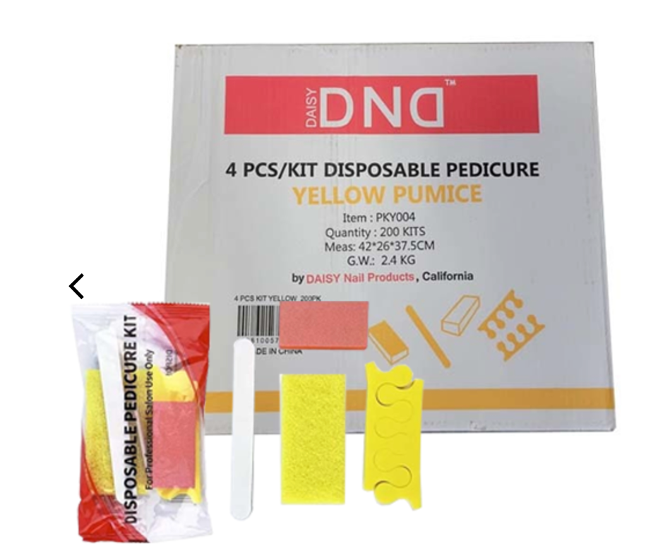 DND Disposable Pedicure Kit 4 (Yellow Pumice/Toe Sep) 200/Box