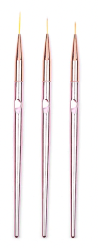 3Pcs Set  Pink Chrome Nail Art Liner Brushes